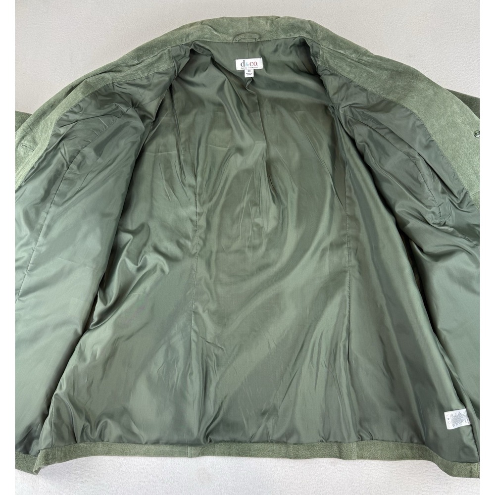 d&co. Jacket Women's 2X Green Leather Suede Long Sleeve‎ Pockets - Picture 4 of 6